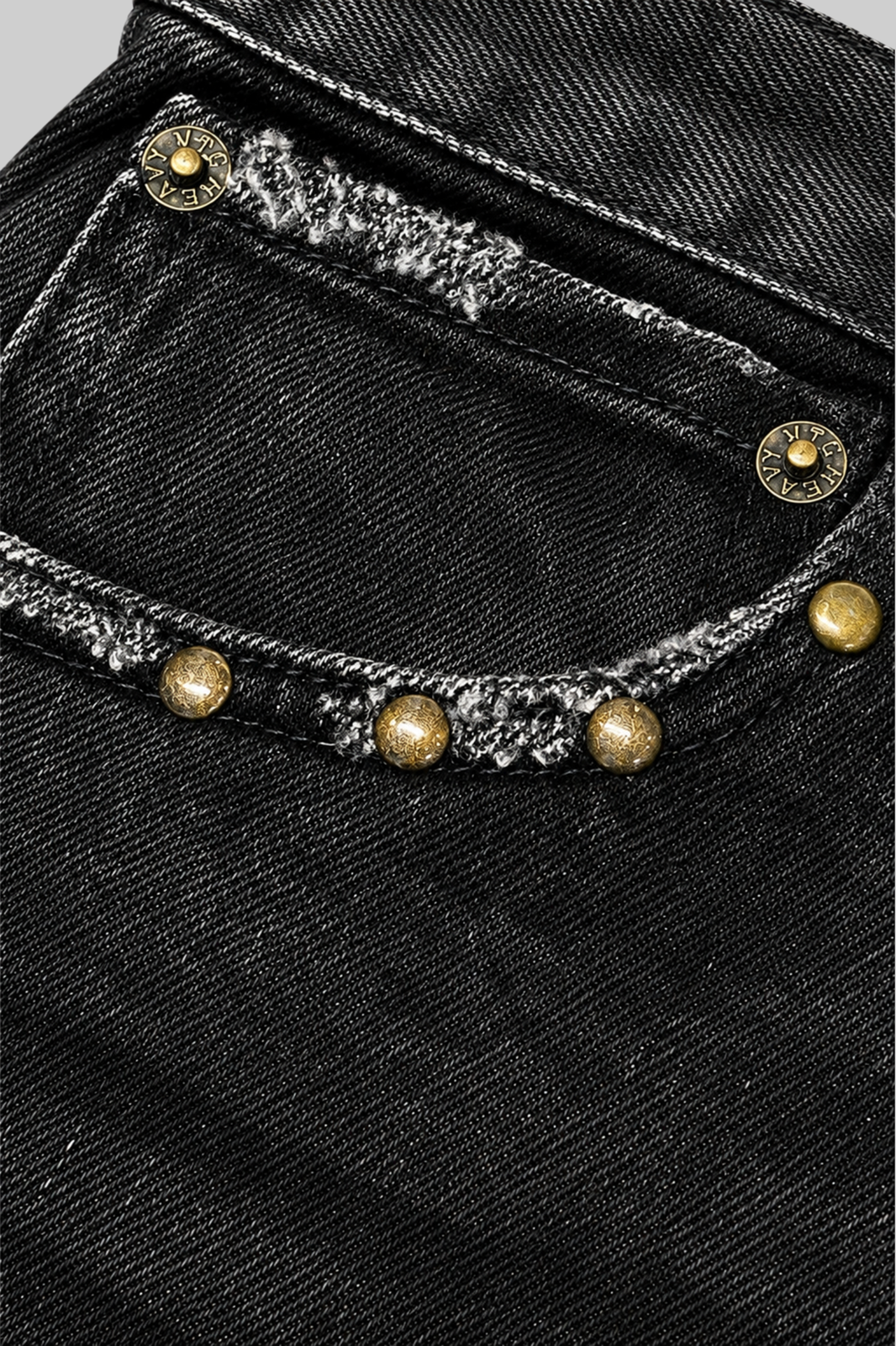 Vintage Heavy Leroy Black Studded Denim