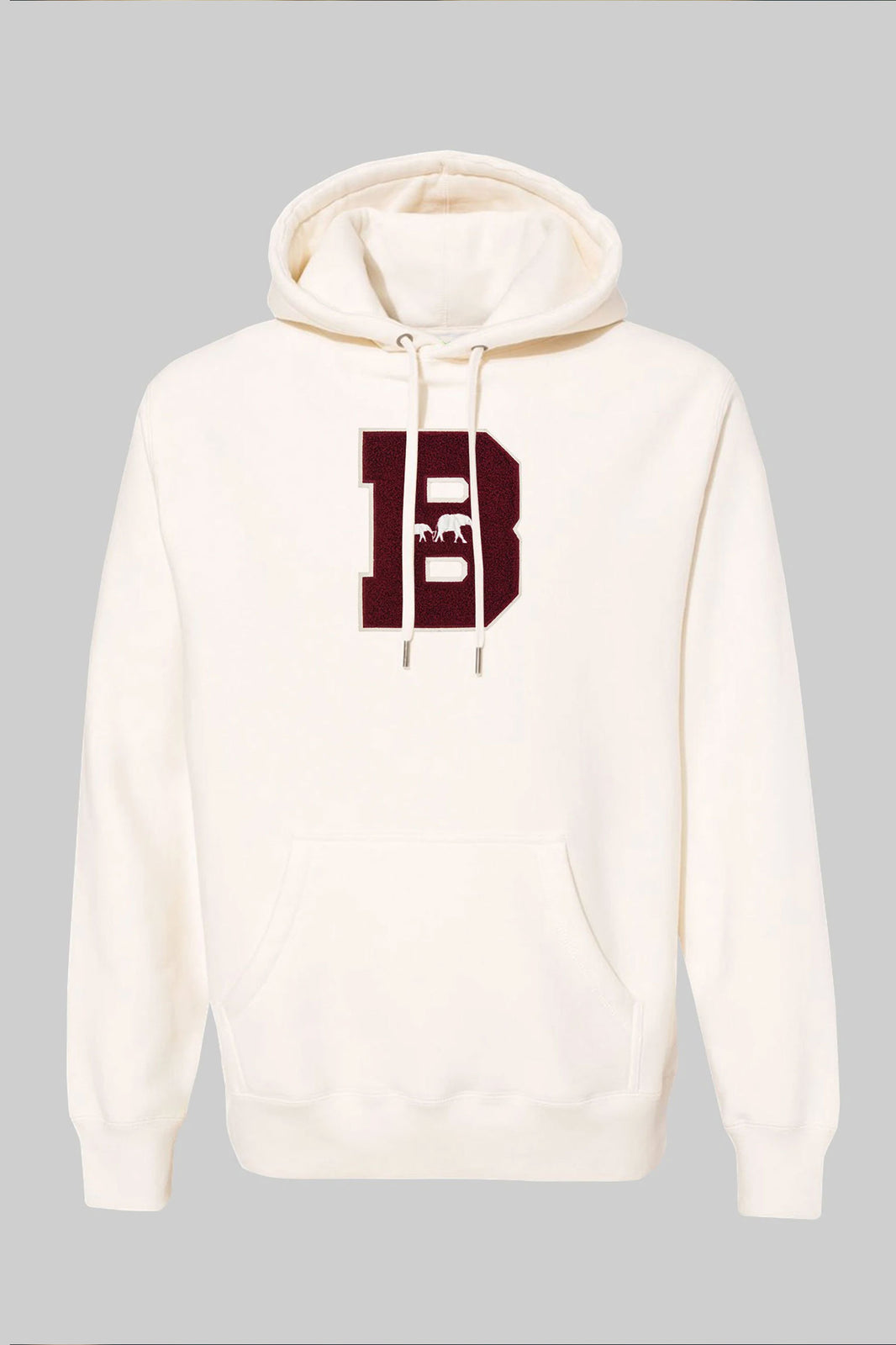 Classic Burgundy Chenille B Hoodie (Natural)