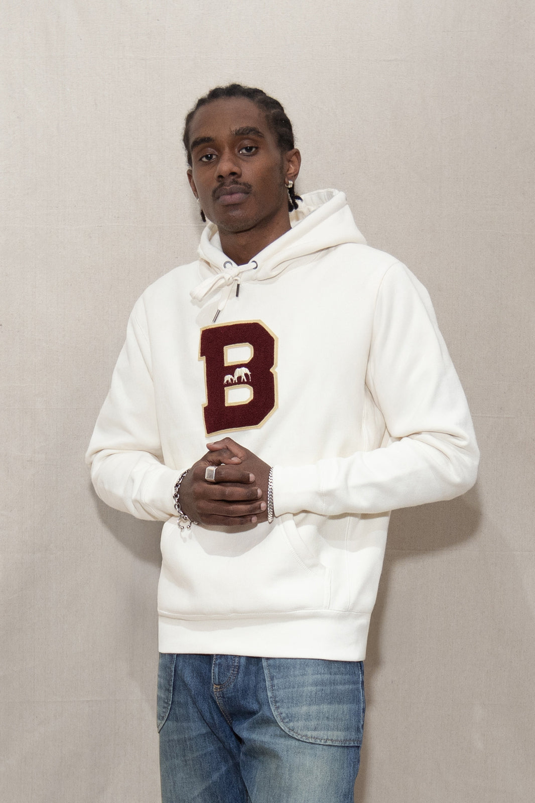 Classic Burgundy Chenille B Hoodie (Natural)