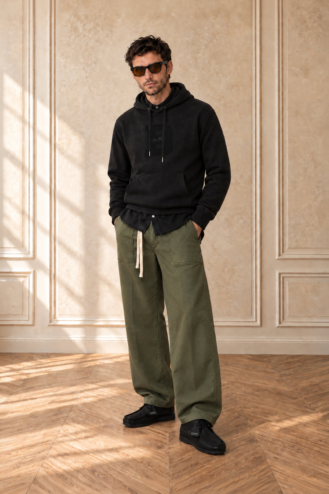 Classic Chenille B Hoodie (Black)