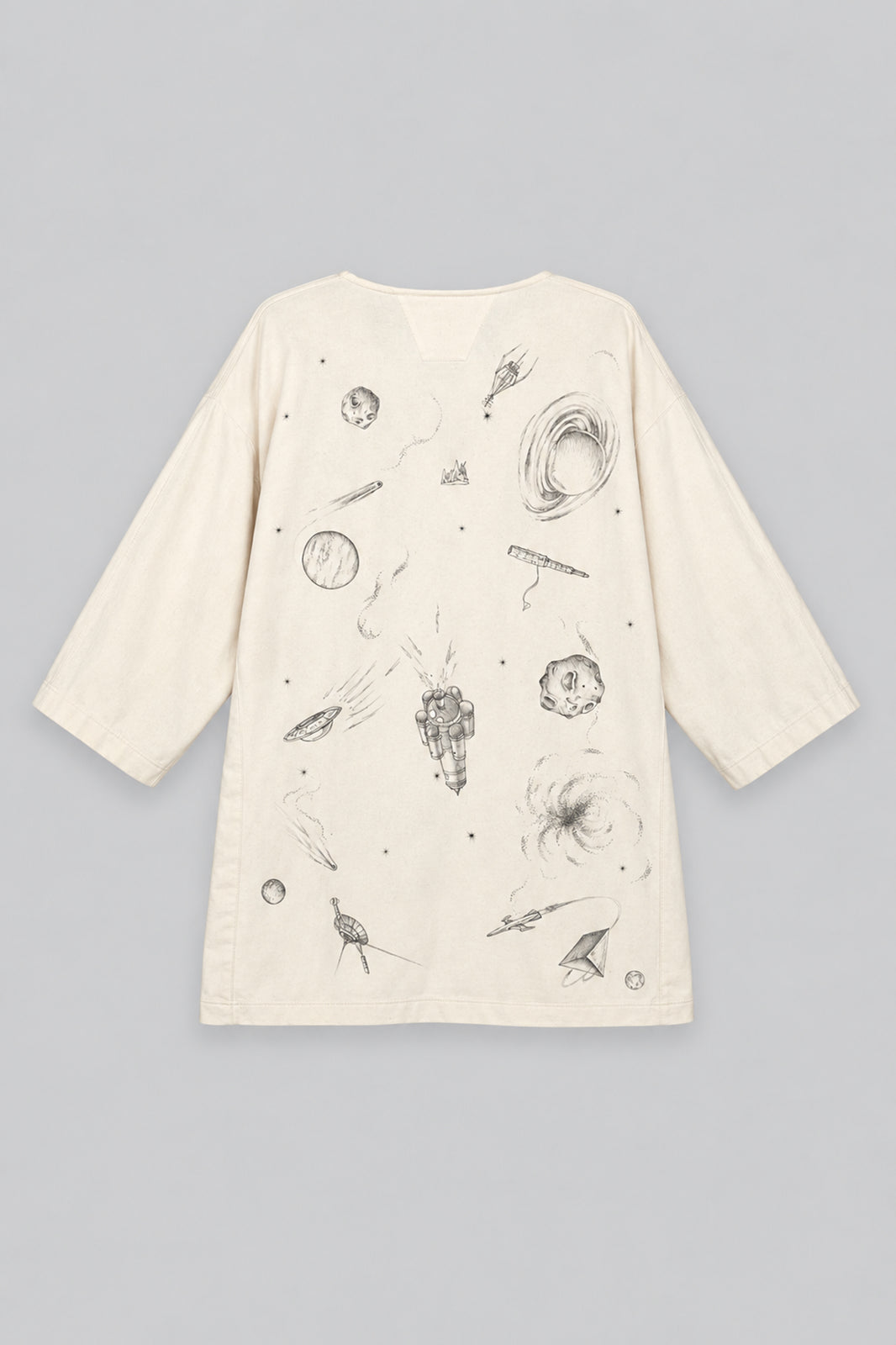 Hand-painted “Orbit” Kimono V2 (Ecru/Black)
