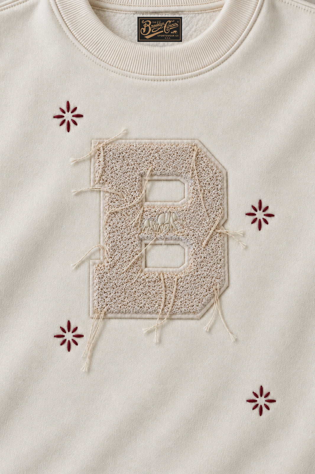 Stars in “Space” Classic B Crewneck (Ecru/Burgundy)