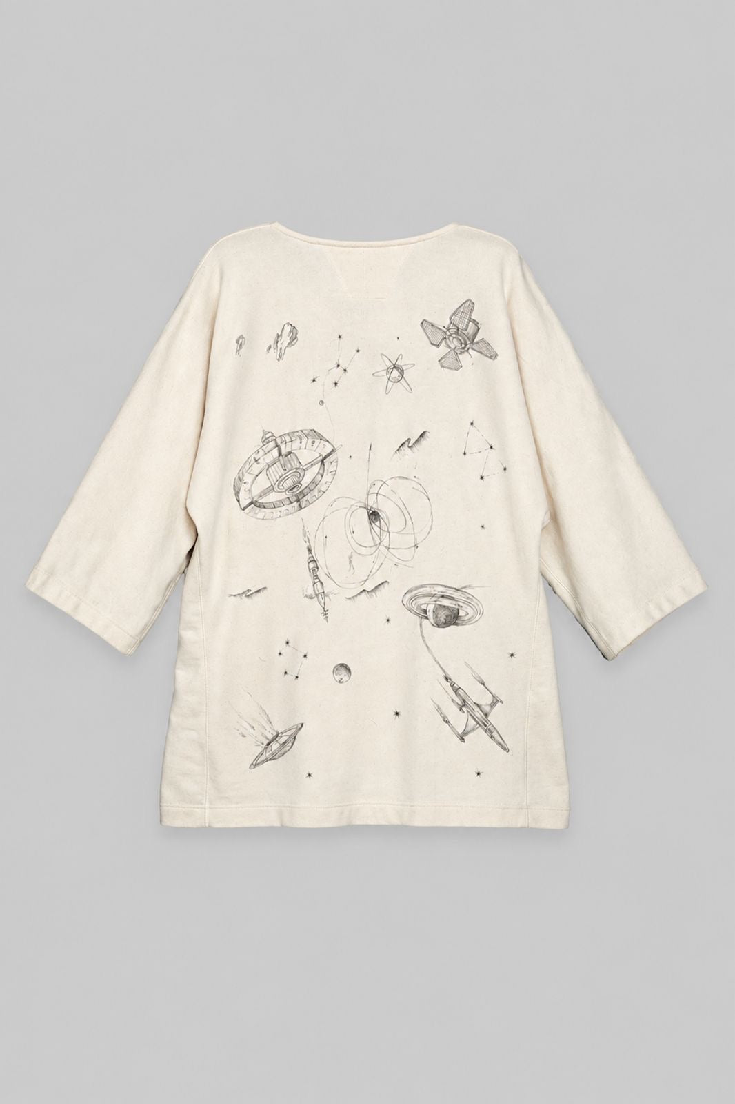 Hand-painted “Orbit” Kimono V1 (Ecru/Black)