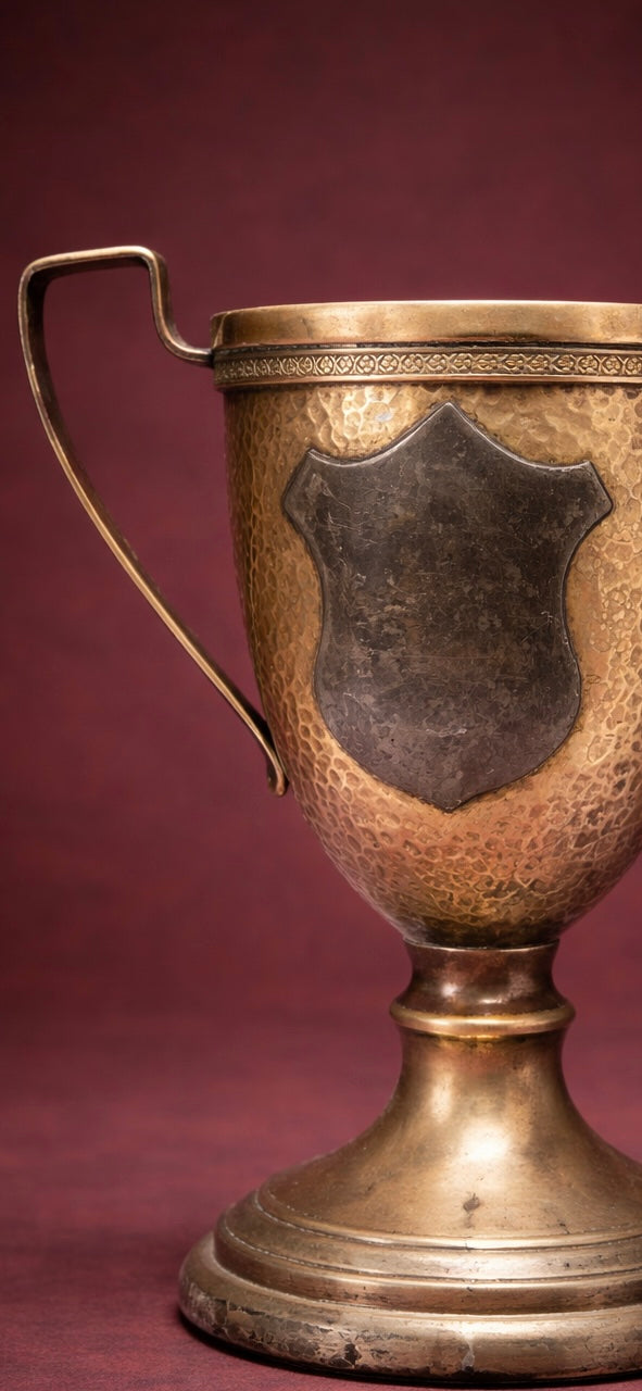 Mid-Century Hammered Brass Trophy