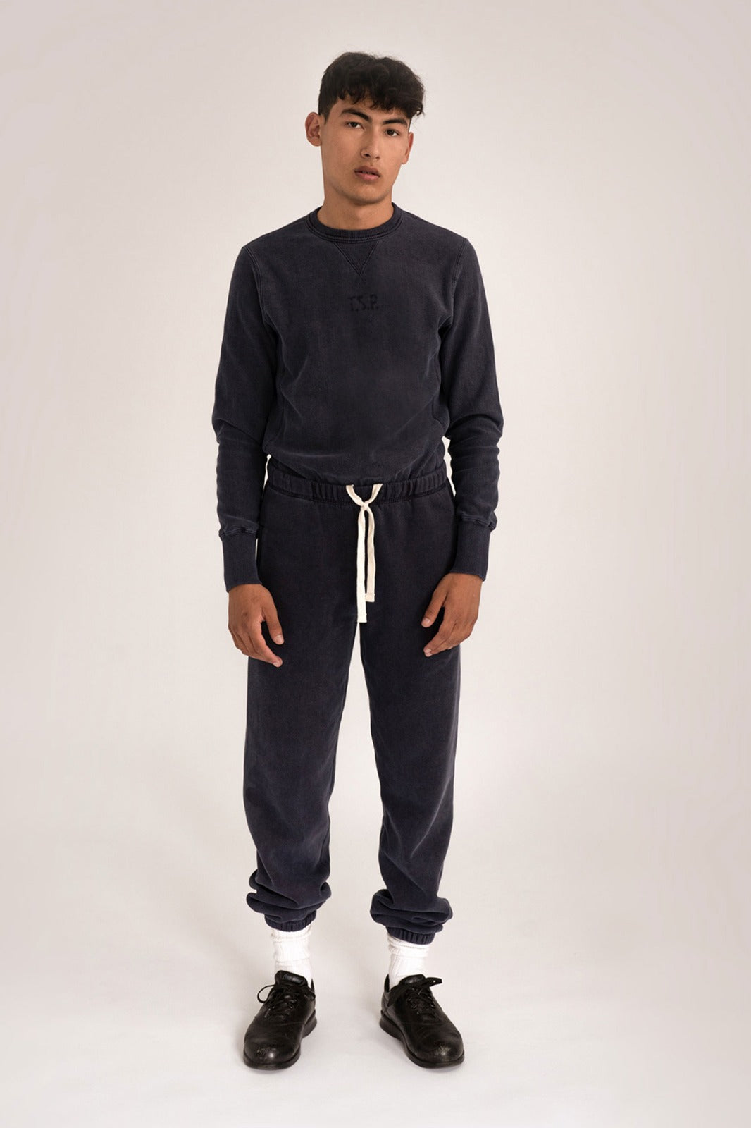 The School Project “Reverse Weave Crewneck” (Washed Navy)
