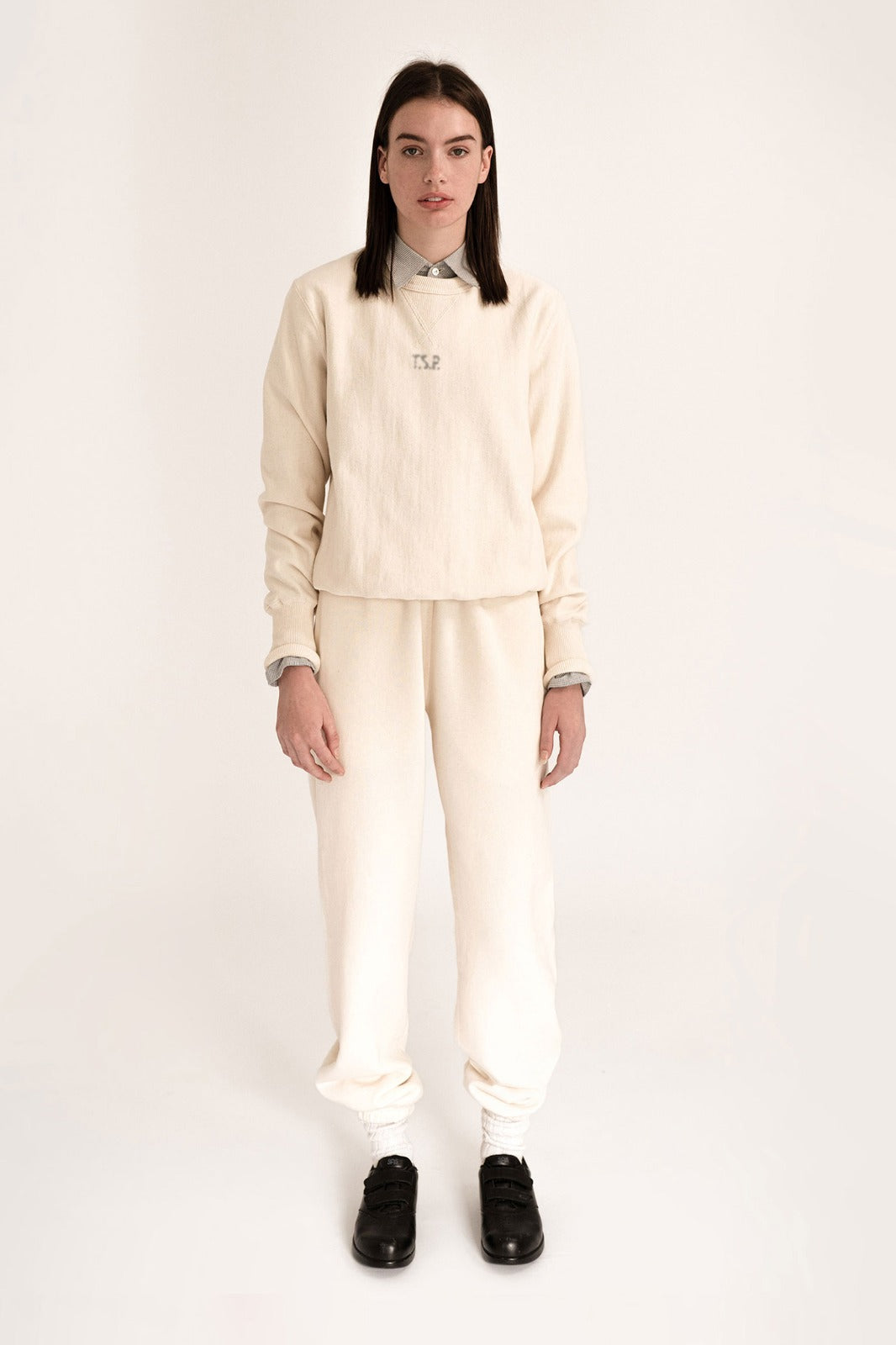 BKc x The School Project Reverse Weave Crewneck (Natural)