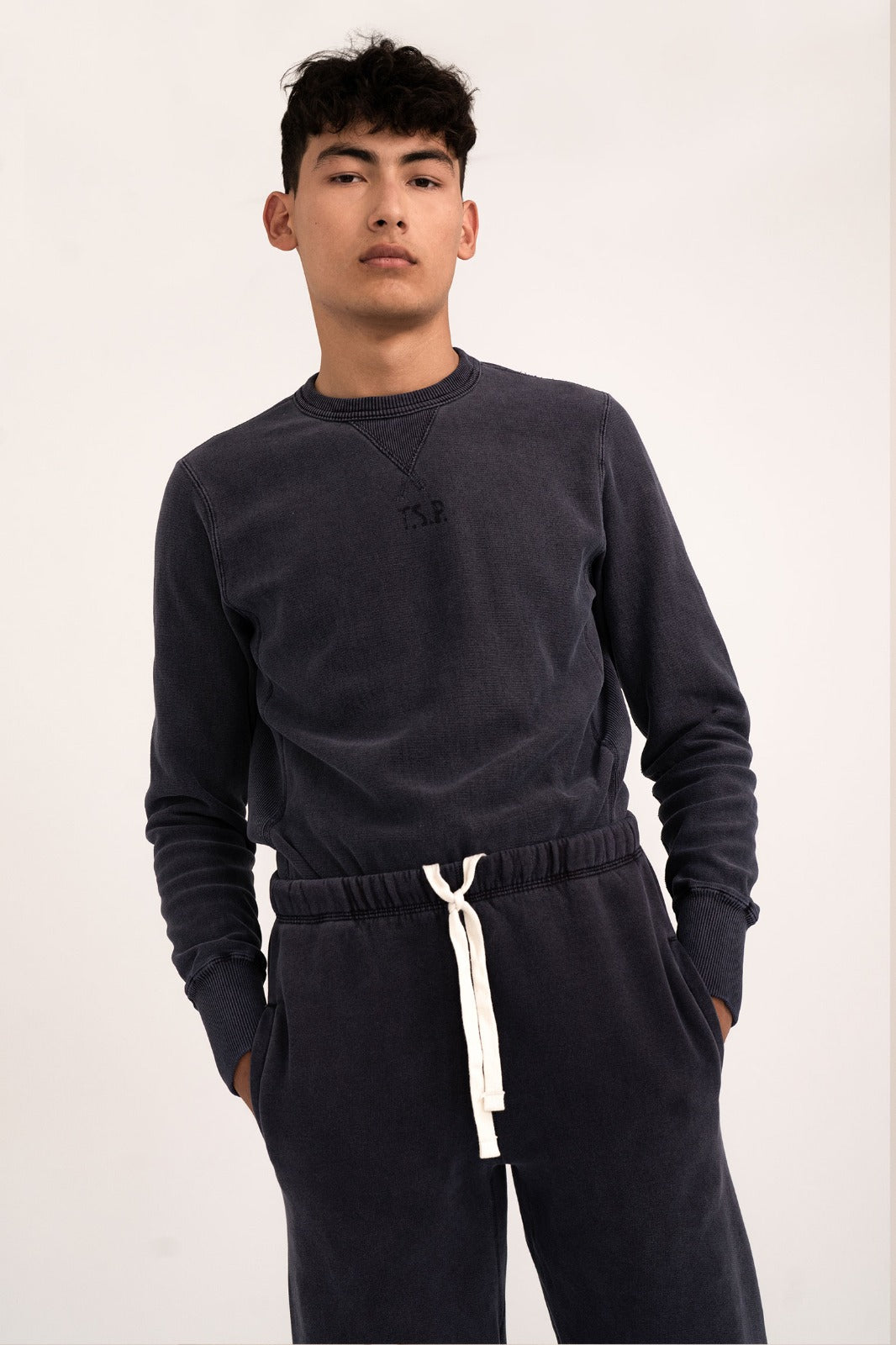 The School Project “Reverse Weave Crewneck” (Washed Navy)