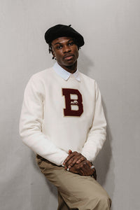 Classic Burgundy B Chenille Crewneck (Natural)