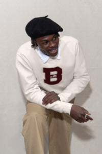 Classic Burgundy B Chenille Crewneck (Natural)