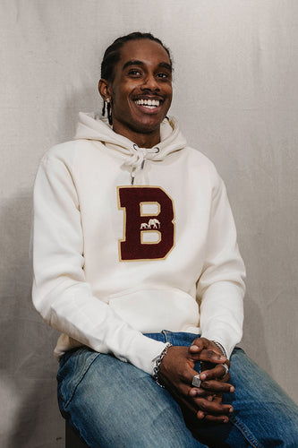 Classic Burgundy Chenille B Hoodie (Natural)