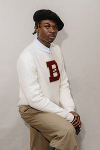 Classic Burgundy B Chenille Crewneck (Natural)