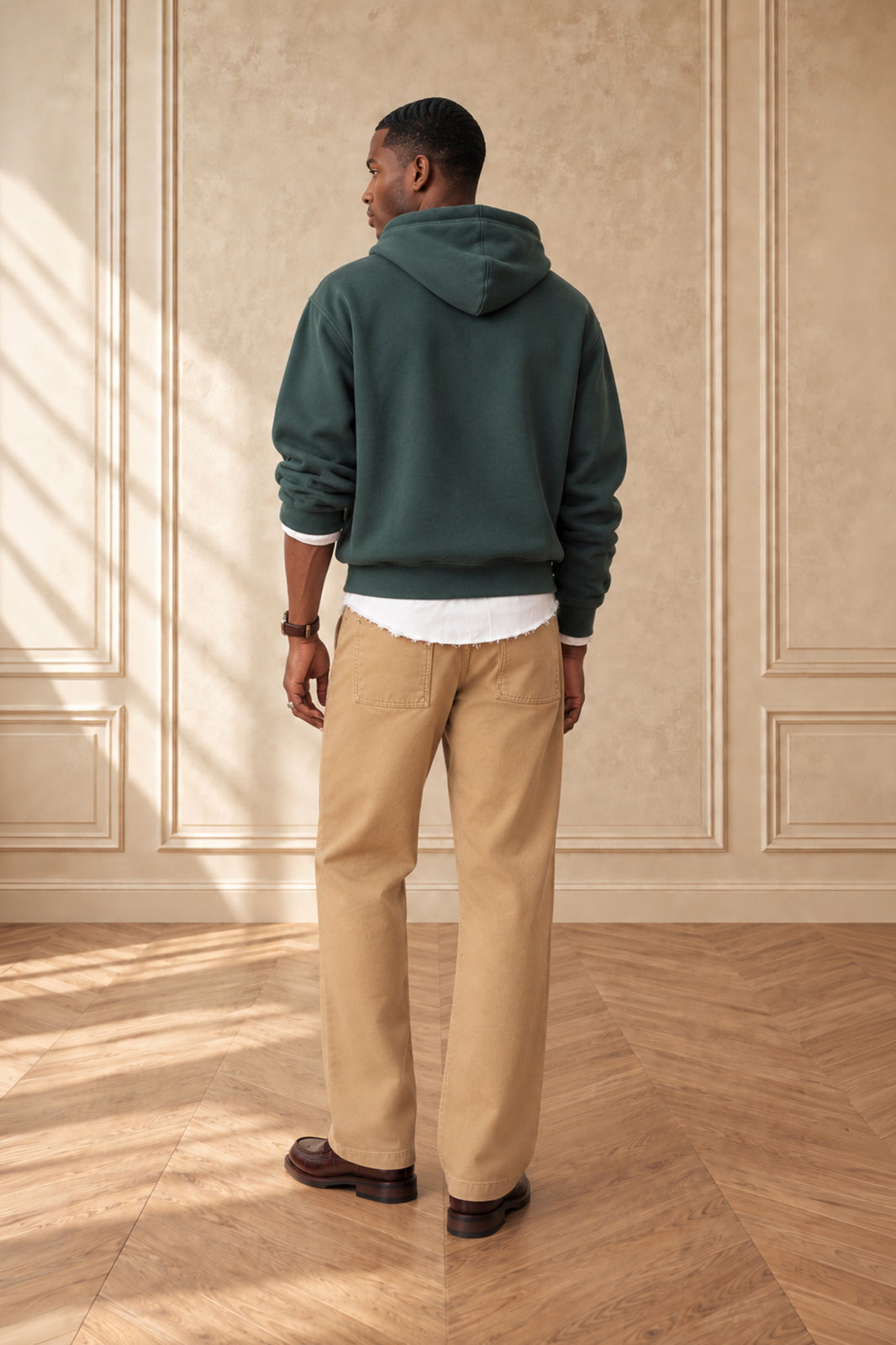 Classic Chenille B Hoodie (Green/Burgundy)