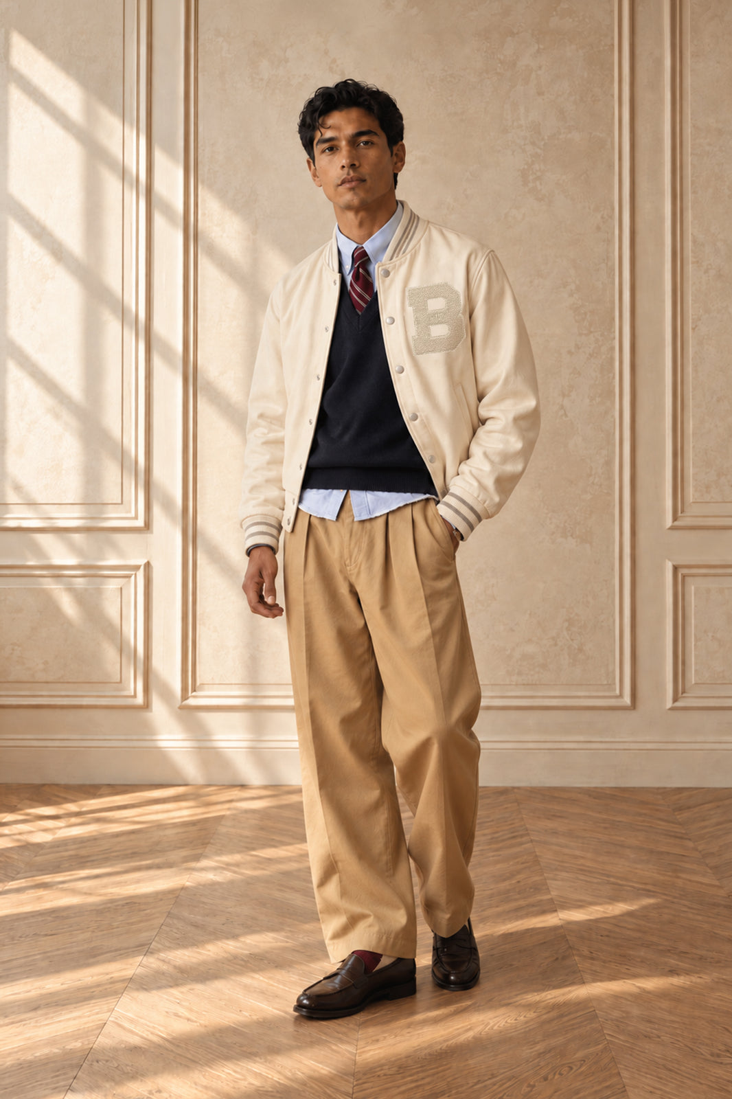 NEW! Cotton Dugout Varsity Jacket (Natural)
