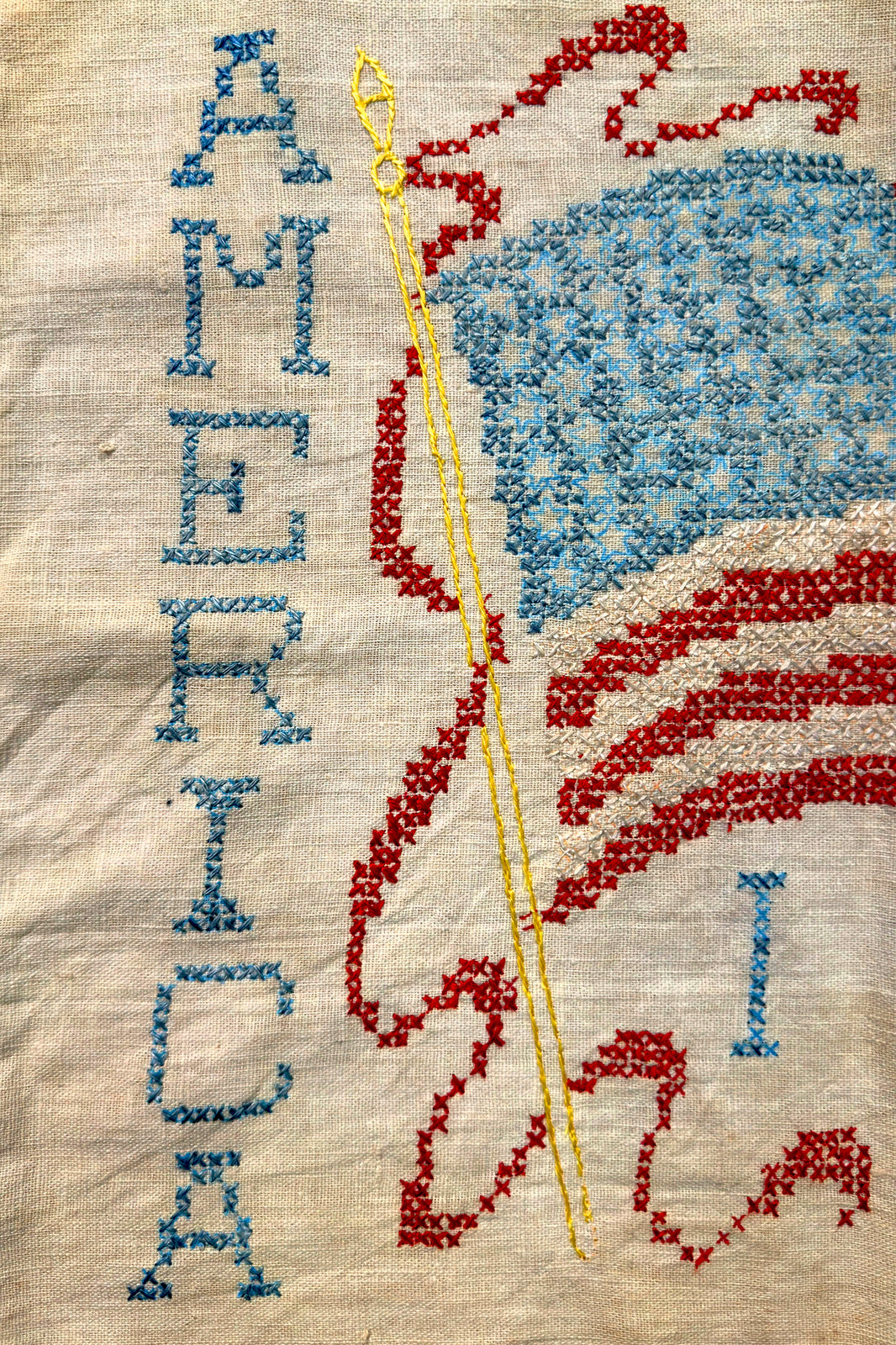 Vintage needle point “America I Love You” Pillow case