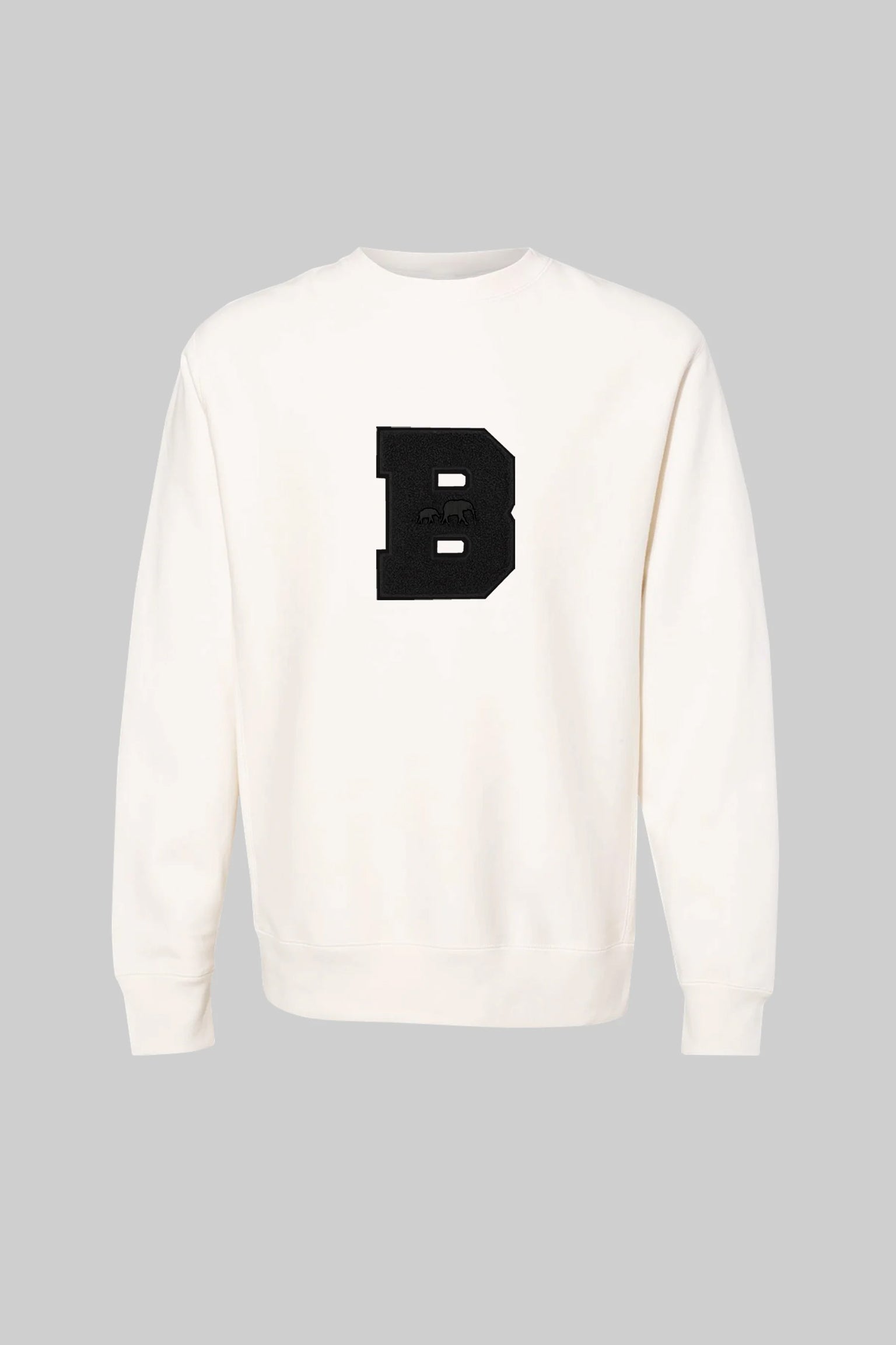 Classic Black B Chenille Crewneck (Natural)