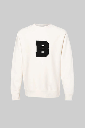 Classic Black B Chenille Crewneck (Natural)