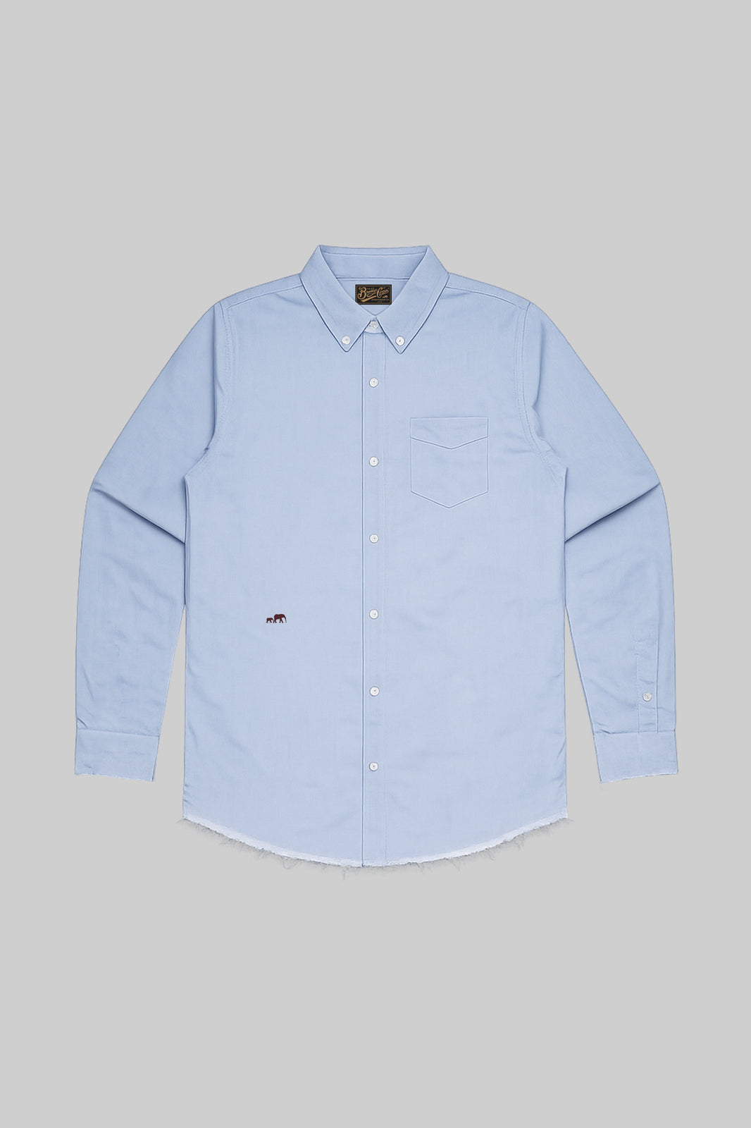 BKc Classic Fringed Oxford Shirt (Light Blue/Faded Burgundy)