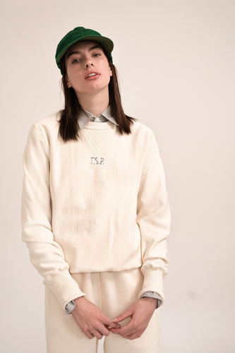 BKc x The School Project Reverse Weave Crewneck (Natural)