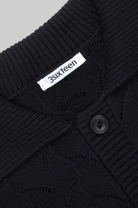 3Sixteen Collared Cardigan (Black Lace Knit)