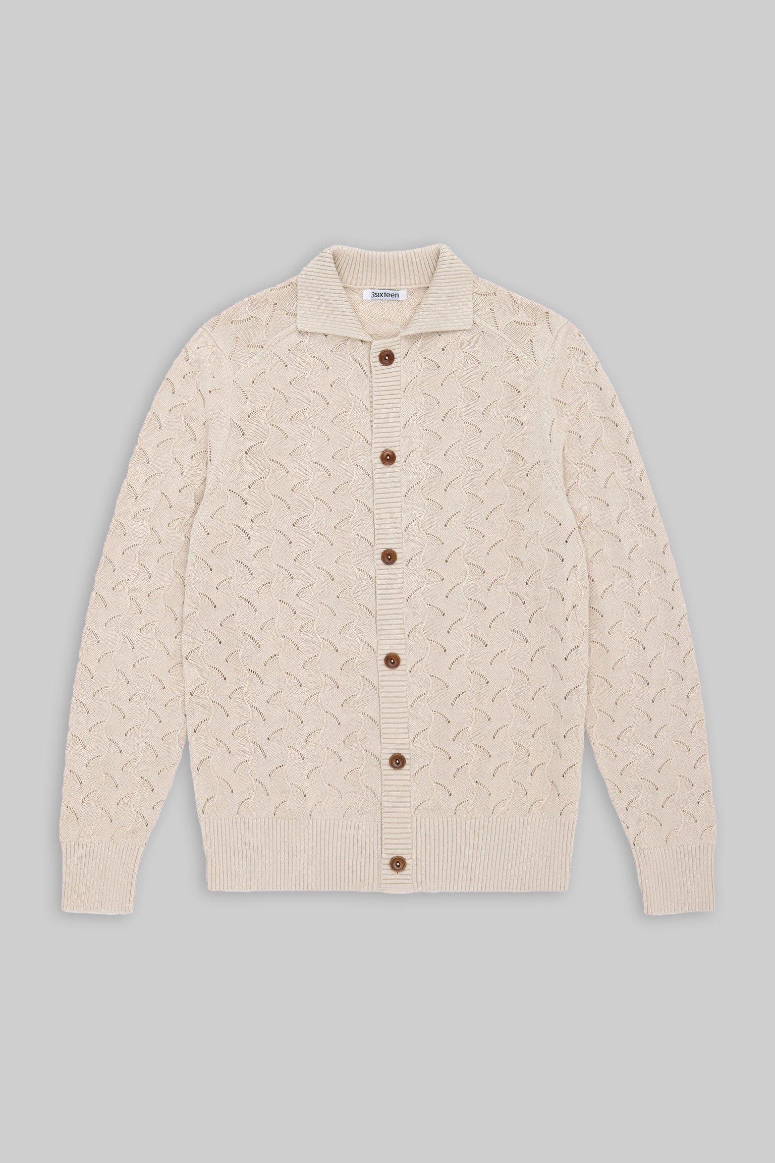 3Sixteen Collared Cardigan (Natural Lace Knit)