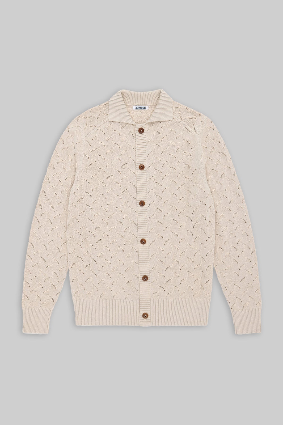 3Sixteen Collared Cardigan (Natural Lace Knit)