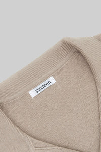 Cotton/Linen Knit Polo Mauve - 3sixteen
