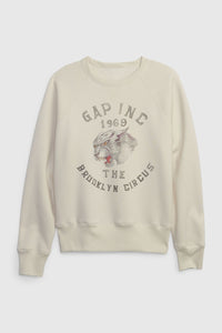 Adult Gap × The Brooklyn Circus Logo Crewneck Sweatshirt (Old Stone)